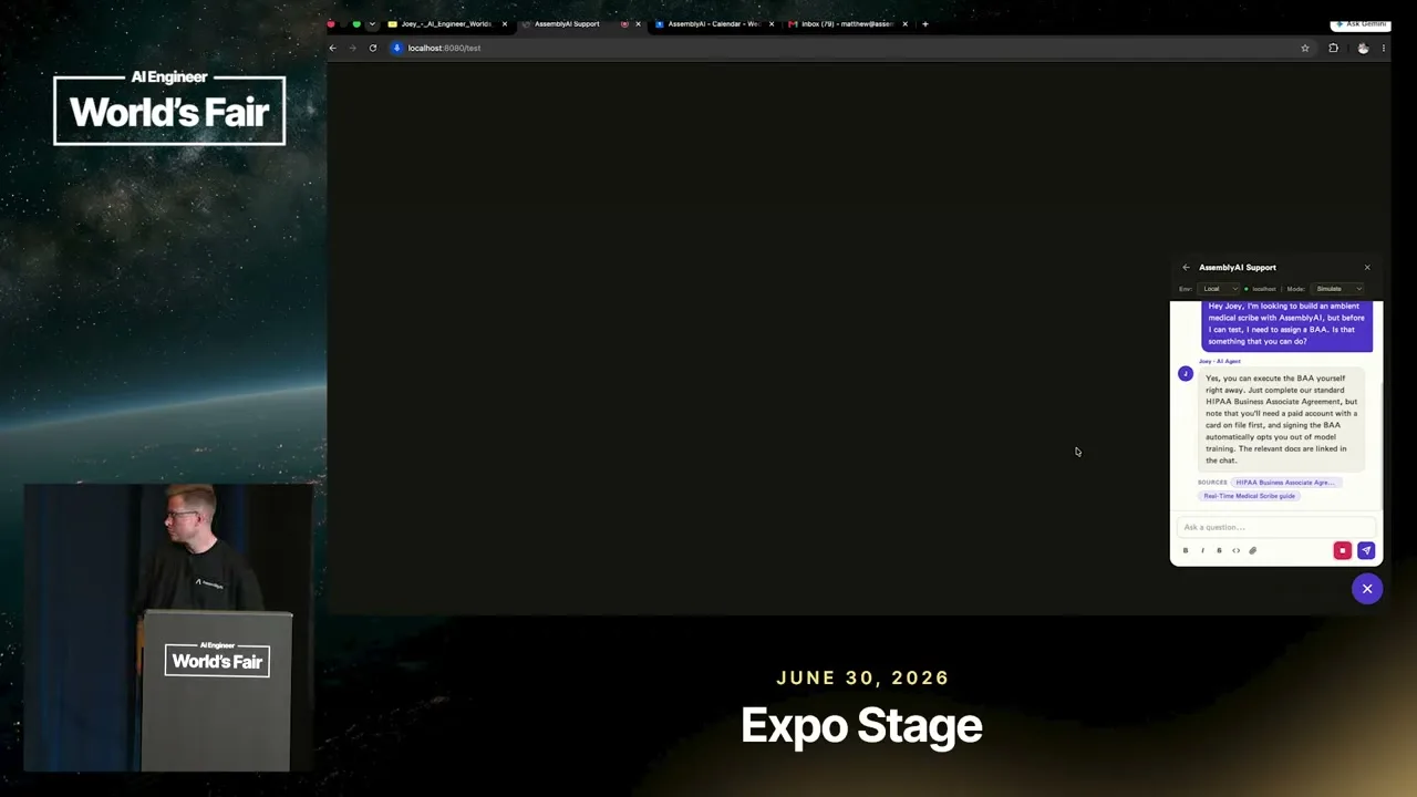 Selected presentation frame from We Built an AI Support Agent That Resolves 80% of Tickets — AssemblyAI at 794 seconds