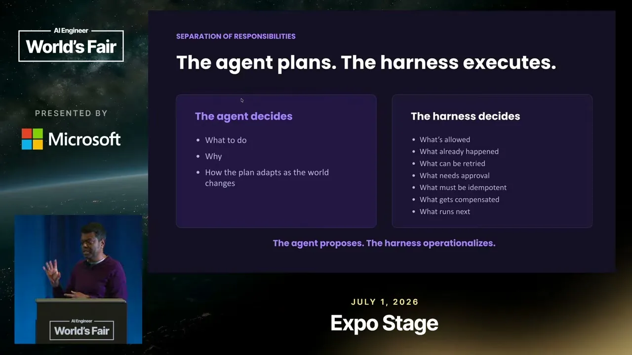 Selected presentation frame from Brains vs Hands: How to Run AI Agents Safely in Production — Viren Baraiya at 519 seconds