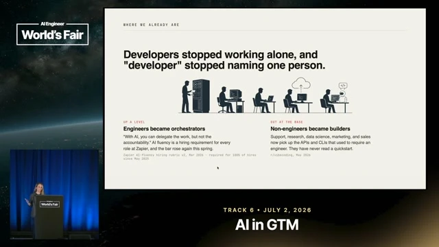 Illustrates engineers becoming orchestrators of agent fleets and agents expanding who can use developer tools.
