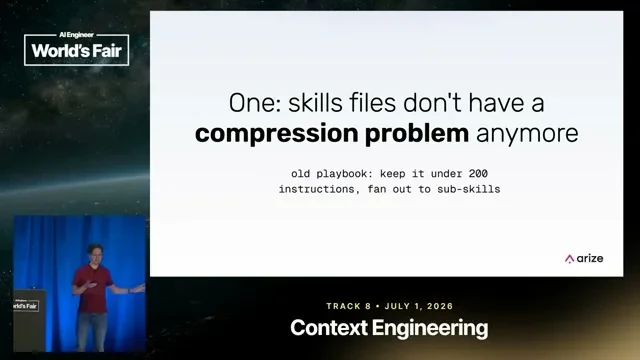 Selected presentation frame from How long can your skills be before your agent forgets what you told it? — Laurie Voss, Arize AI at 884 seconds