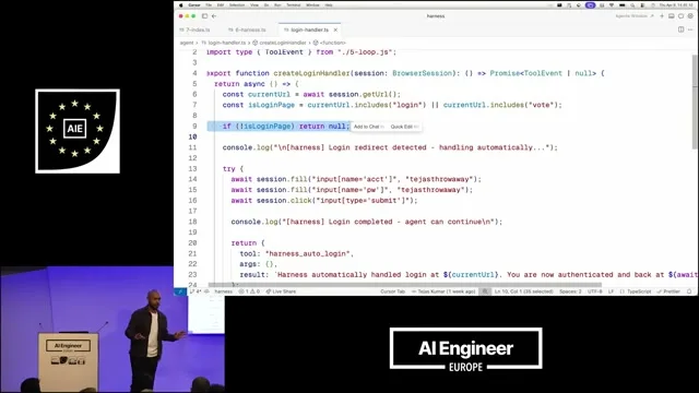Selected presentation frame from Harnesses in AI: A Deep Dive — Tejas Kumar, IBM at 958 seconds