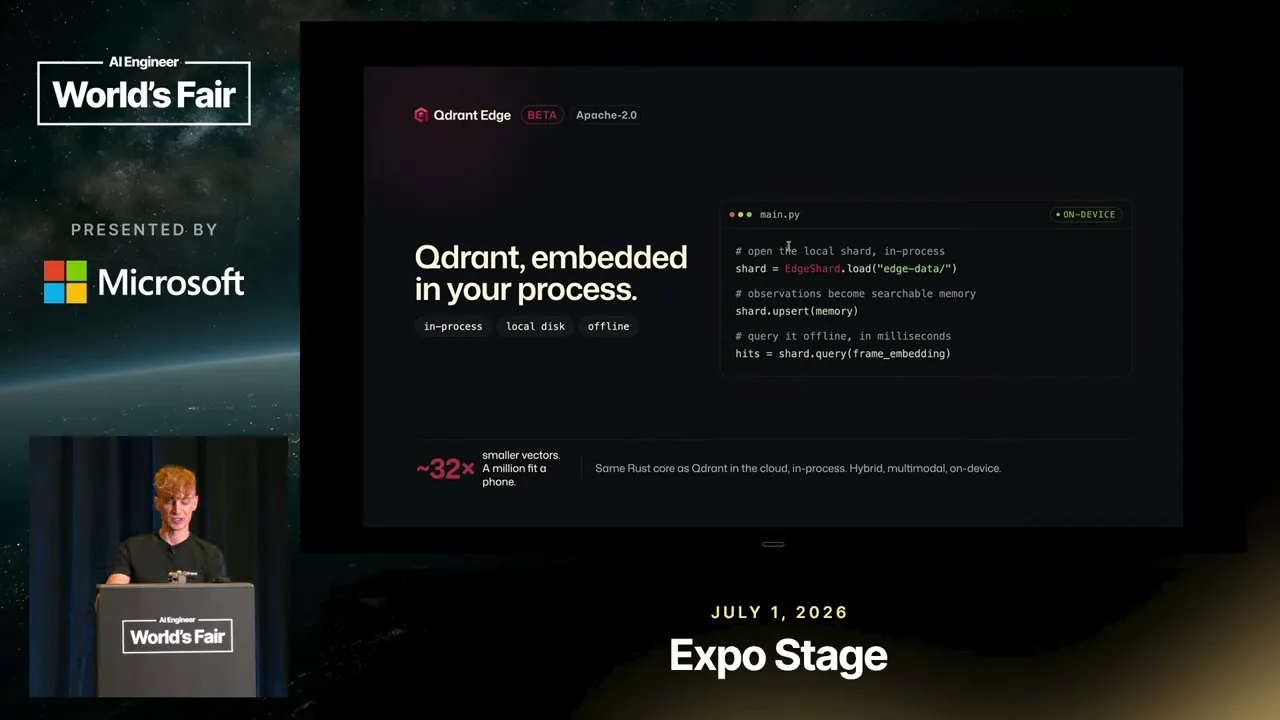 Selected presentation frame from Stop Renting Your AI's Memory — Dylan Couzon, Qdrant at 458 seconds