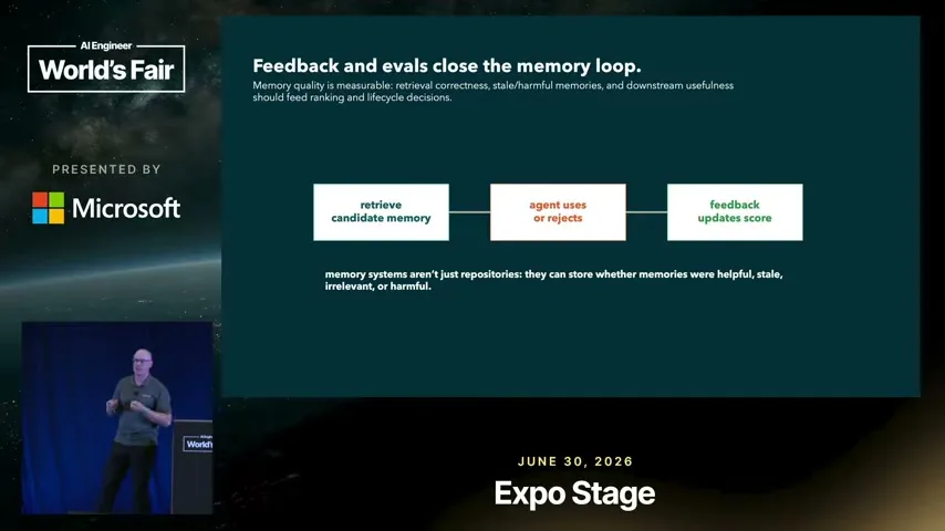 Selected presentation frame from From Context to Memory: Your Agents Need a Real Memory Layer — Anders Swanson, Oracle at 942 seconds