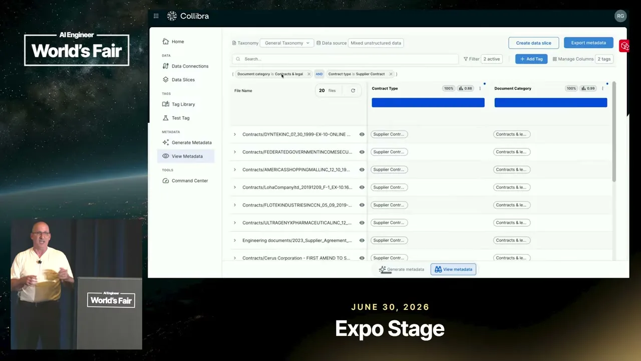 Selected presentation frame from From Raw Documents to AI-Ready Data — Leo Platzer & Jeff Koss at 592 seconds