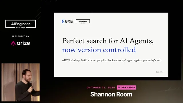 Title slide introduces version-controlled search for AI agents.