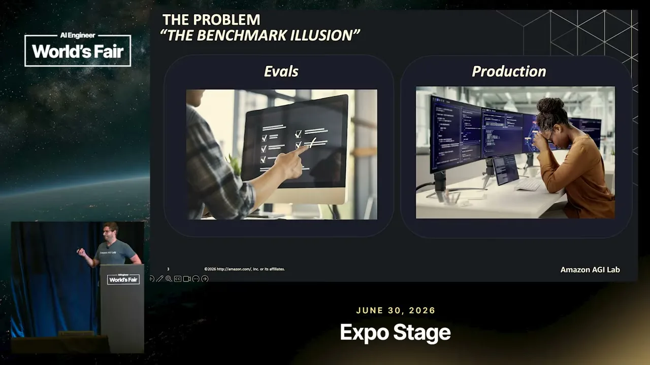 Selected presentation frame from Why 80% Reliability Isn't Good Enough — Felipe Blanes, Amazon AGI Lab at 182 seconds