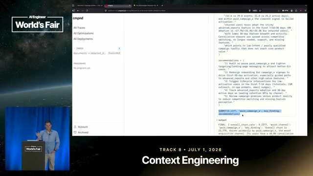 Shows the final submit step, typed outputs, and the model-controlled stopping point.
