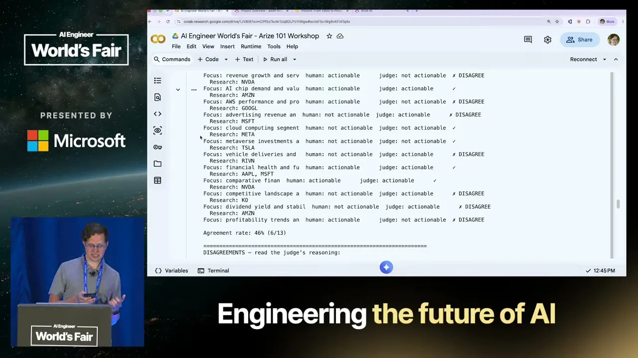 Selected presentation frame from From Vibes to Production: Evaluating and Shipping AI Agents That Work 101 — Laurie Voss, Arize AI at 5157 seconds