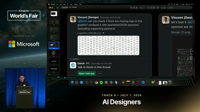 Selected presentation frame from One Designer + AI. Hundreds of Deliverables. — Vincent Wendy, AI Engineer at 818 seconds