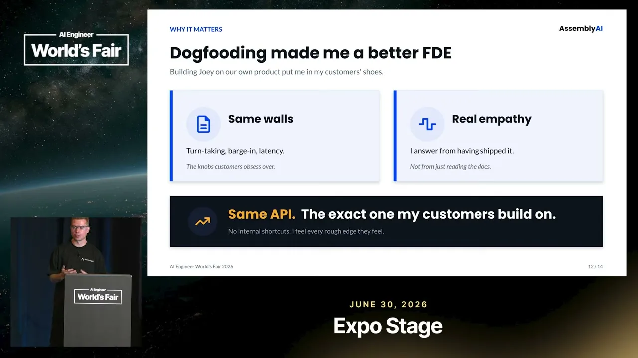 Selected presentation frame from We Built an AI Support Agent That Resolves 80% of Tickets — AssemblyAI at 885 seconds