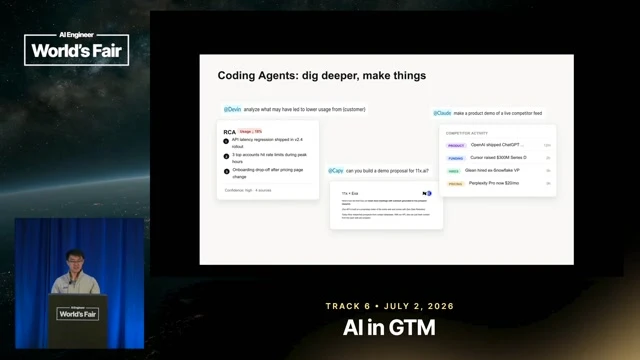 Captures the discussion of roughly a dozen Slack agents used to investigate accounts and build demos.