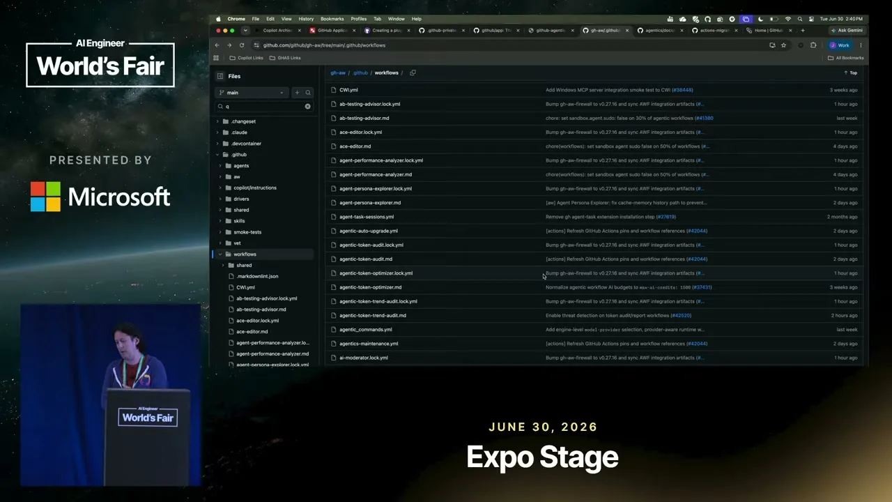 Selected presentation frame from From Your Laptop to the Pipeline: Scaling Custom Agents with GitHub Copilot at 942 seconds