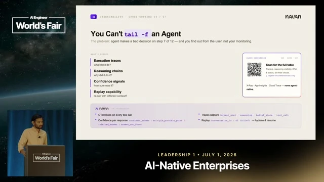Documents the structured trace signals Navan records, including the current goal, reasons, belief status, and tool calls.
