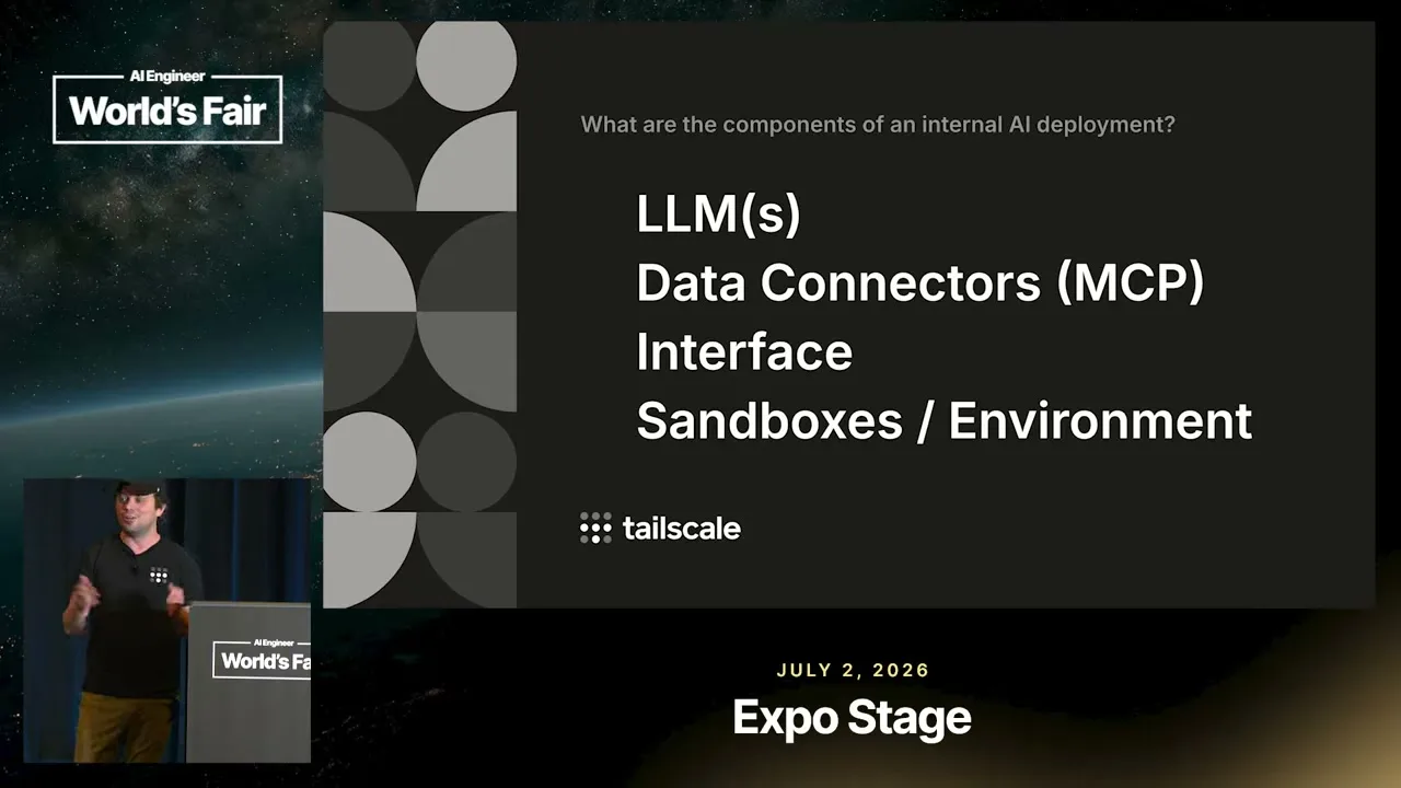 Selected presentation frame from An AI Future Without the Lock-In — Remy Guercio, Tailscale at 403 seconds