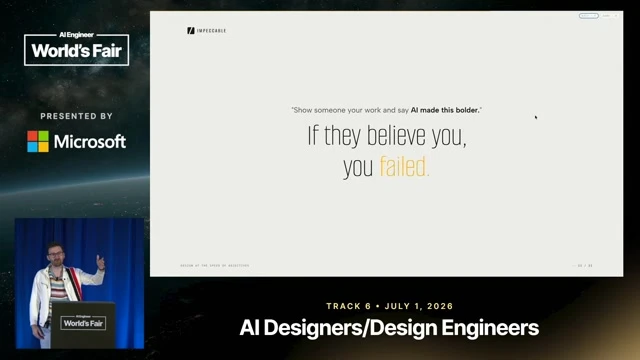 Highlights the memorable quality check: if someone believes AI made it bolder, the agent failed.