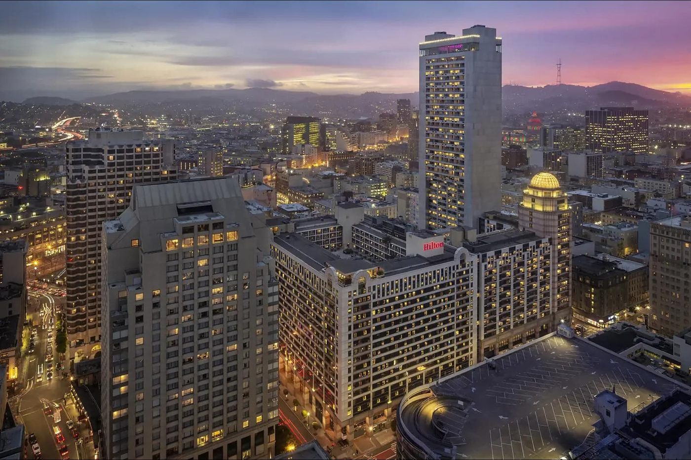 Hilton Union Square and downtown San Francisco from above